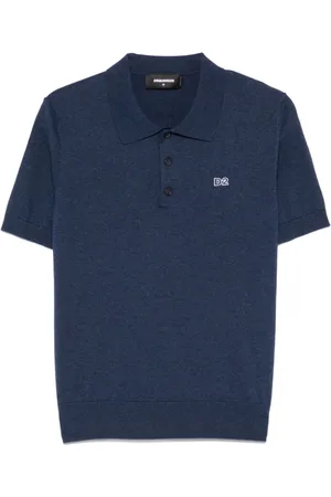 Dsquared2 Top, Herre, Blå, M, Bomuld, Ocean Polo Shirt med Ribkrave