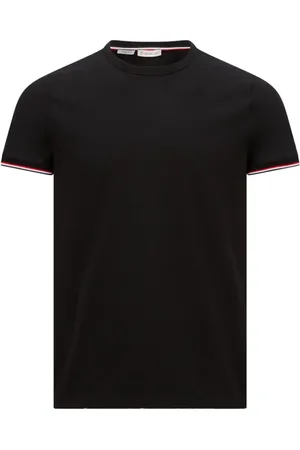 Moncler Top, Herre, Sort, 3XL, Bomuld, Trikolore-Trimmet T-shirt