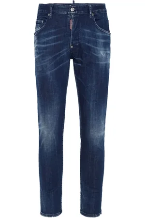 Dsquared2 Jeans, Herre, Blå, XS, Denim, Marineblå Slim Fit Stræk Denim Jeans