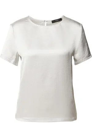 Max Mara Top, Dame, Grå, M, Polyester, Lys grå teknisk T-shirt med jersey bagpå