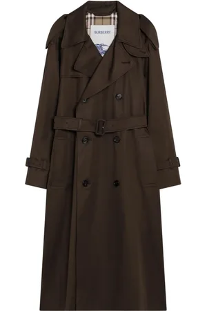 Burberry Frakke, Dame, Grøn, S, Bomuld, Double-Breasted Frakke