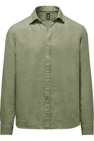 Bomboogie Skjorte, Herre, Grøn, 3XL, Uld, Linen Skjorte Langærmet Sommer Essential