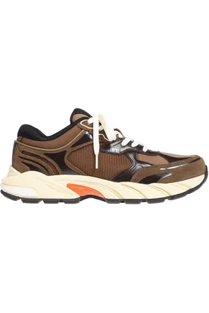 Heron Preston Sko, Herre, Brun, 45 EU, Suede, Suede Low-Top Sneakers med Mesh-Indsatser