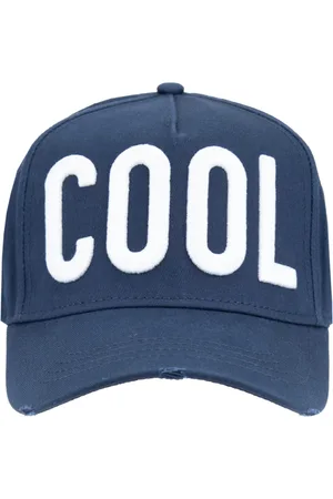 Dsquared2 Tilbehør, unisex, Blå, ONE SIZE, Bomuld, Cool Baseball Cap med Præget Design og Spænde