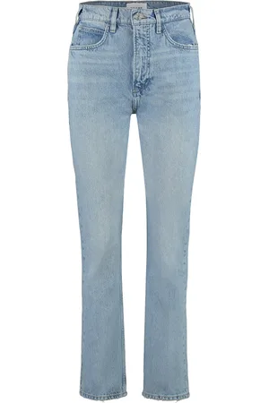Frame Jeans, Dame, Blå, W28, Bomuld, Distressed Straight-Leg Jeans