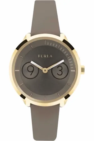 Furla Tilbehør, Dame, Gul, ONE SIZE, Læder, Dame Quartz Ur med Læderrem