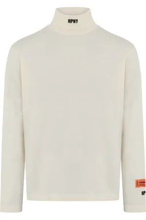 Heron Preston Top, Herre, Hvid, S, Bomuld, Logo Broderet Rullekrave T-shirt