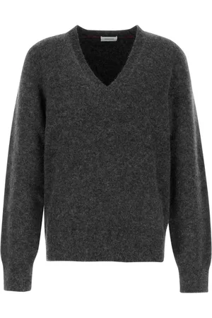 Salvatore Ferragamo Strik, Herre, Grå, L, Cashmere, Alpaca Blend Charcoal Sweater