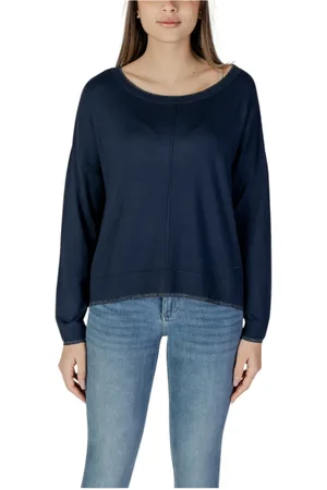 Liu Jo Strik, Dame, Blå, XS, Rundhalset strikket sweatshirt