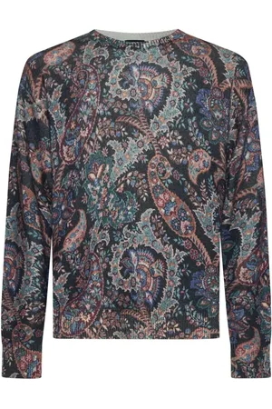 Etro Strik, Herre, Flerfarvet, 2XL, Uld, Sweater med blomstret paisleyprint