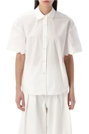 THE GARMENT Bluser & Skjorter, Dame, Hvid, XS, Bomuld, Hvid Scallop Skjorte Afslappet Stil