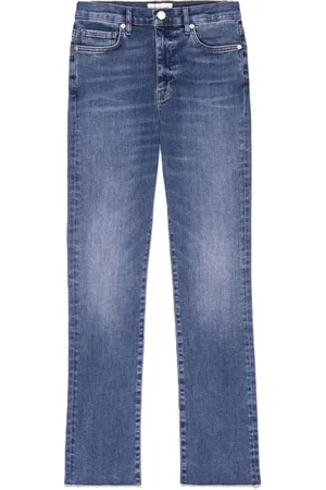 Frame Jeans, Dame, Blå, W29, Denim, High Straight Raw Denim Jeans