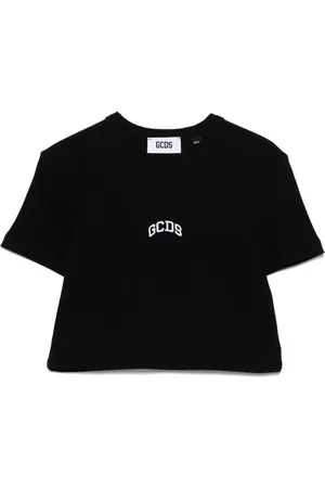 GCDS Top, Dame, Sort, S, Logo Crop T-shirt