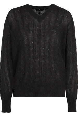 Etro Strik, Herre, Sort, XL, Cashmere, Luksus Cashmere Cable-Knit Sweater