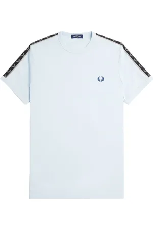 Fred Perry Top, Herre, Blå, M, Bomuld, Ringer T-shirt med laurbærkrans