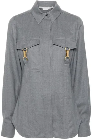 Stella McCartney Bluser & Skjorter, Dame, Grå, S, Uld, Uldskjorte med spænder