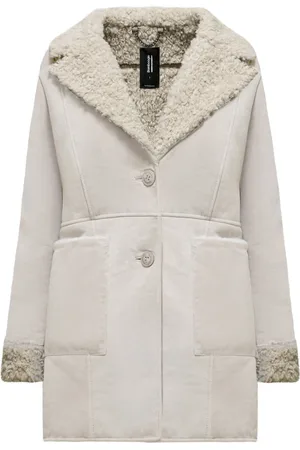 Bomboogie Frakke, Dame, Grå, L, Suede, Suede Eco-Fur Frakke