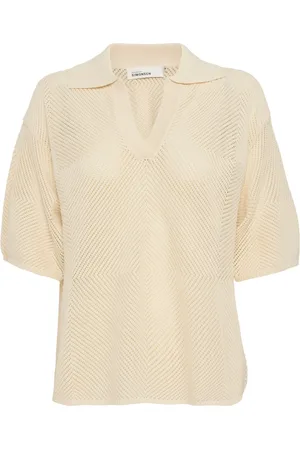 Karen by Simonsen Strik, Dame, , S, Uld, Oversized Polo Strik Sweater Egret