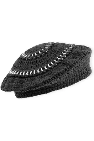 Ganni Tilbehør, Dame, Sort, ONE SIZE, Bomuld, Parisisk bomuldsstrikket beret