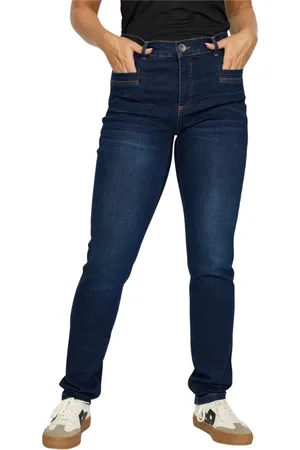 2-Biz Jeans, Dame, Blå, 3XL, Bomuld, Slim-fit Jeans