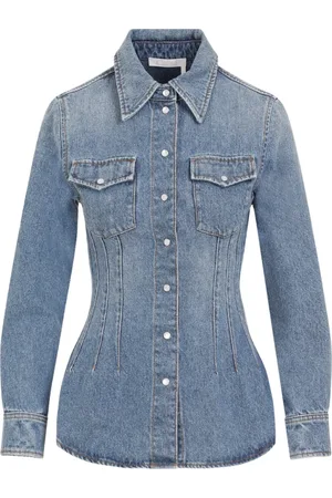 Chloé Bluser & Skjorter, Dame, Blå, 2XS, Denim, Waisted Denim Skjorte