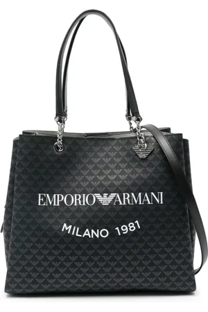 Emporio Armani Taske, Dame, Sort, ONE SIZE, Uld, Monogram Logo Print Taske
