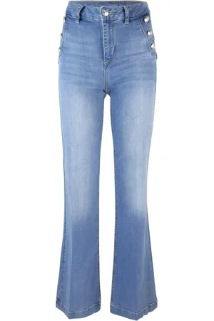 Liu Jo Jeans, Dame, Blå, W28, Bomuld, Flare Jeans med juvelknapper