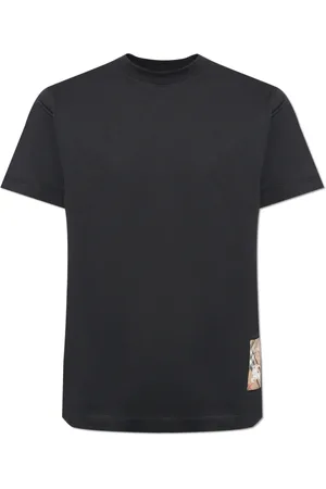 Burberry Top, Herre, Sort, M, Bomuld, Logo Patch Crewneck T-Shirt