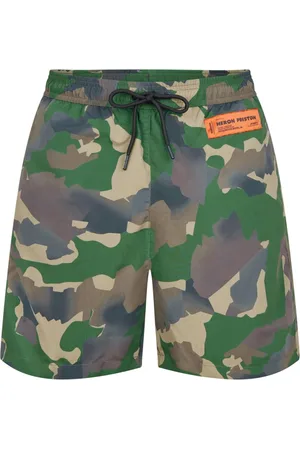Heron Preston Badetøj, Herre, Grøn, S, Polyester, Camouflage Logo Patch Badeshorts
