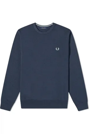 Fred Perry Sweathshirts & Hoodies, Herre, Blå, XL, Bomuld, Klassisk Crew Neck Jumper