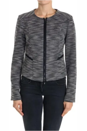 Emporio Armani Jakke, Dame, Blå, XS, Uld, Kort jakke med lynlås