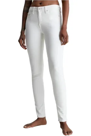 Calvin Klein Bukser, Dame, Hvid, W25 L32, Mid Rise Skinny Bukser