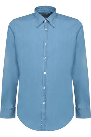 CANALI Skjorte, Herre, Blå, L, Denim, Denimskjorte med knaplukning foran