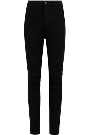 Roberto Cavalli Jeans, Dame, Sort, W26, Bomuld, Monogram Skinny Jeans med høj talje