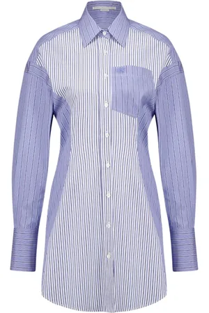 Stella McCartney Bluser & Skjorter, Dame, Blå, 2XS, Bomuld, Lyseblå kjole med spids krave
