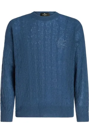 Etro Strik, Herre, Blå, XL, Cashmere, C-neck sweater