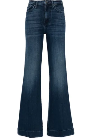 7 for all Mankind Jeans, Dame, Blå, W33, Bomuld, Blå Flared Jeans