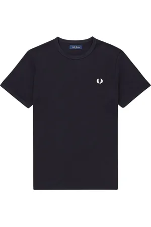 Fred Perry Top, Herre, Blå, L, Bomuld, Logo Jersey Bomulds Regular Fit T-shirt
