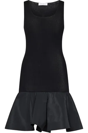 Nina Ricci Kjole, Dame, Sort, M, Bomuld, Sort Ribbet Bomulds Kjole med Peplum