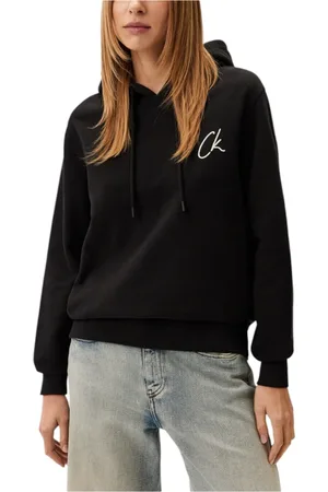 Calvin Klein Sweathshirts & Hoodies, Dame, Sort, L, Bomuld, Sort hættetrøje i bomuld til kvinder