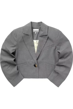 Ganni Jakke, Dame, Grå, L, Polyester, Paloma Melange Blazer