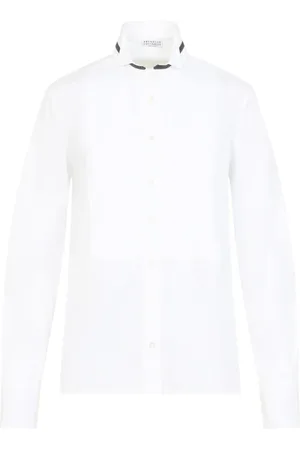 Brunello Cucinelli Bluser & Skjorter, Dame, Hvid, S, Bomuld, Elegant Skjorte