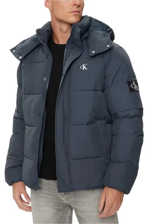 Calvin Klein Jakke, Herre, Blå, L, Uld, Blå Hættelukket Jakke