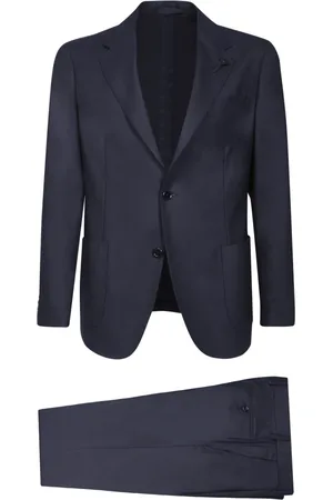 LARDINI Jakkesæt, Herre, Blå, L, Uld, Elegant Blå Habit med Hakkede Revers