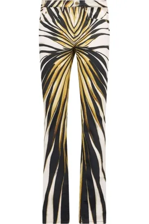 Roberto Cavalli Bukser, Dame, Flerfarvet, 2XS, Bomuld, Guldtryk Skinny Bomuldsbukser