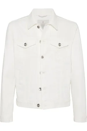 Brunello Cucinelli Jakke, Herre, Hvid, XL, Denim, Denimjakke