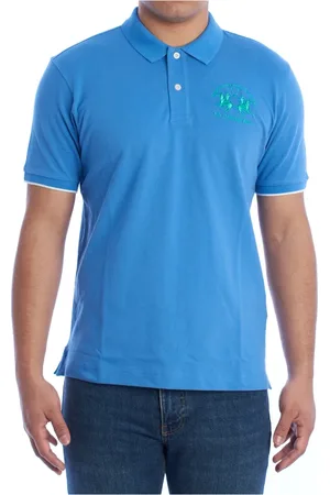 La Martina Top, Herre, Blå, 2XL, Bomuld, Klassisk Moderne Kortærmet Polo Shirt