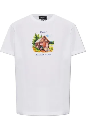 Dsquared2 Top, Herre, Hvid, S, Bomuld, T-shirt med farverigt print