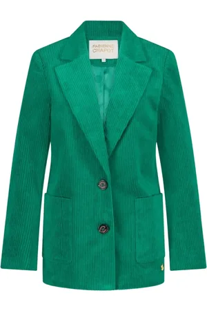 Fabienne Chapot Jakke, Dame, Grøn, XS, Uld, Fløjlsblazer med Clic-krave