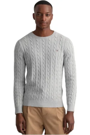 GANT Strik, Herre, Grå, XL, Bomuld, Twisted Cotton Sweater